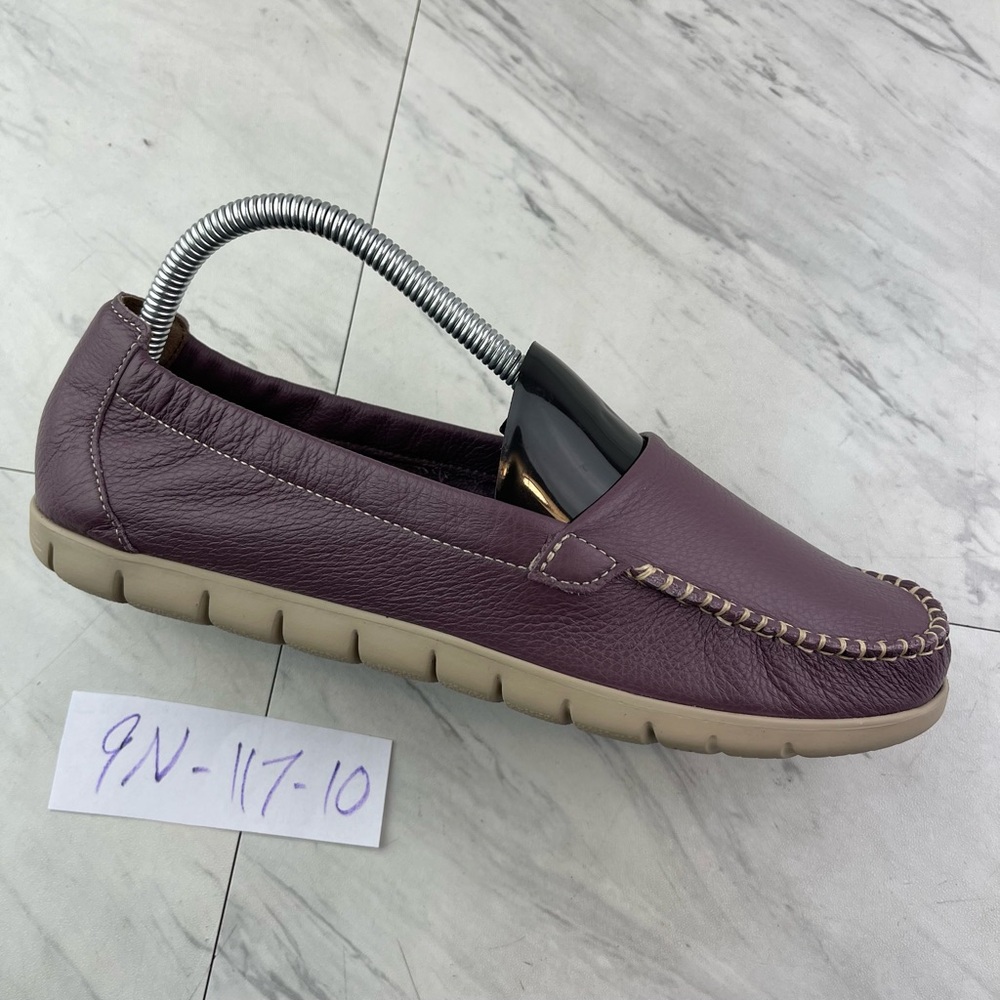 •Sas Women 9 N Narrow Purple leather slip on comfort loafers moccasin shoes USA